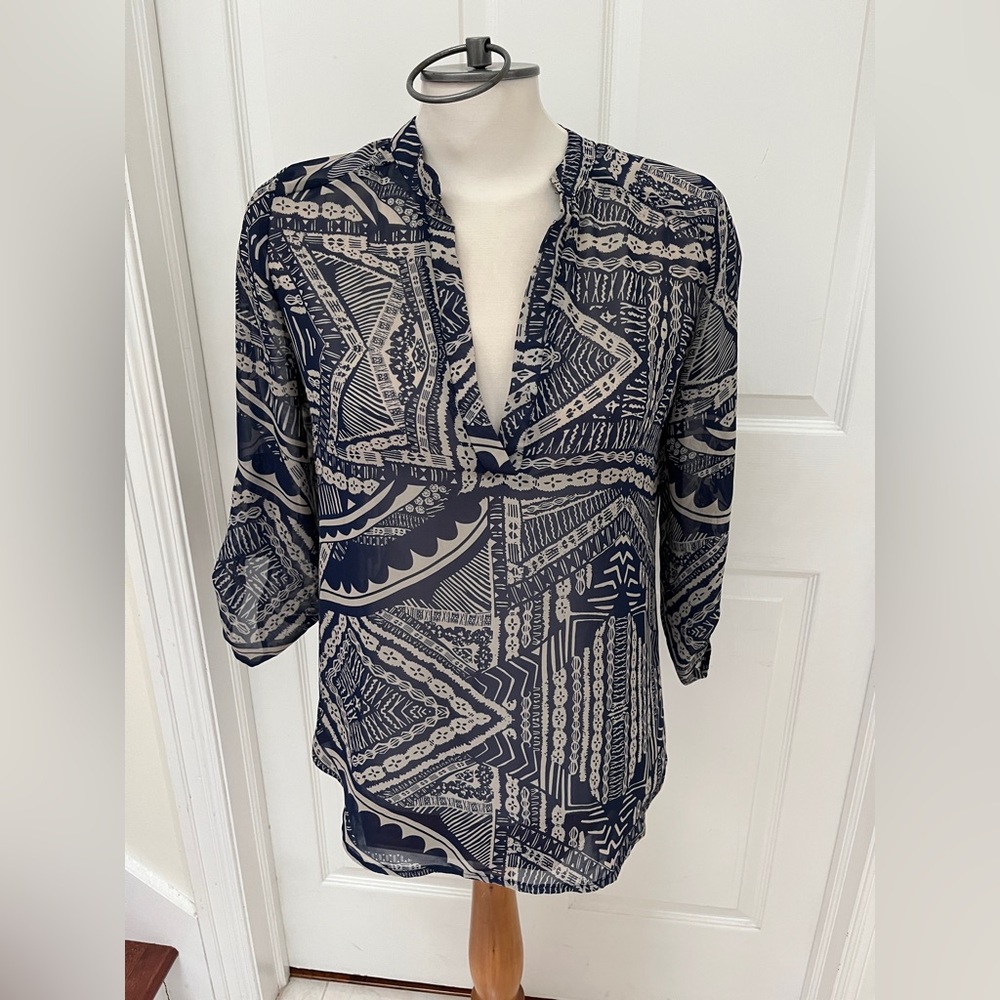 Teenbell Navy Patterned Women's Top